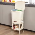 thumbnail image 1 of VECELO Kitchen Trash Can with Lid, Recycling Plastic Garbage Can with Drawer and Storage Shelf, White, 1 of 7