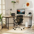 thumbnail image 1 of VECELO L-Shaped Computer Desk, Modern Style Gaming Table Home Office Workstation, Brown, 1 of 9