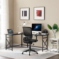 thumbnail image 1 of VECELO L-Shaped Computer Desk and Chair Set, Writing Desk For Home Office, Black, 1 of 11