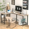 thumbnail image 1 of VECELO L-Shaped Computer Desk with CPU Stand, Corner Desk Writing Study Workstation for Home Office, Oak, 1 of 9