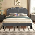 thumbnail image 1 of VECELO LED Bed Frame, Queen Size Upholstered Platform Bed Frame with Adjustable Charging Station Headboard, No Box Spring Needed, Easy Assembly, Gray, 1 of 9