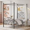 thumbnail image 1 of VECELO Metal Canopy Bed Frame Twin, Four Posters Platform Bed with Headboard and Footboard, No Box Spring Needed, Black, 1 of 8