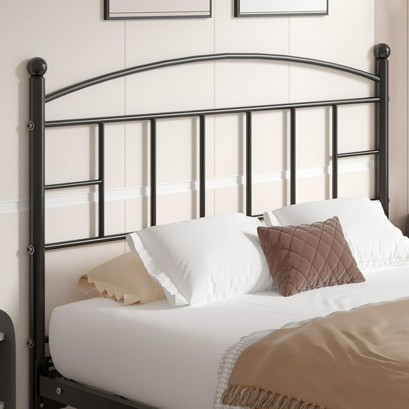 VECELO Metal Full Size Headboard, Heavy Duty Steel Curved Headboard Only for Bedroom, Easy Assembly, Black