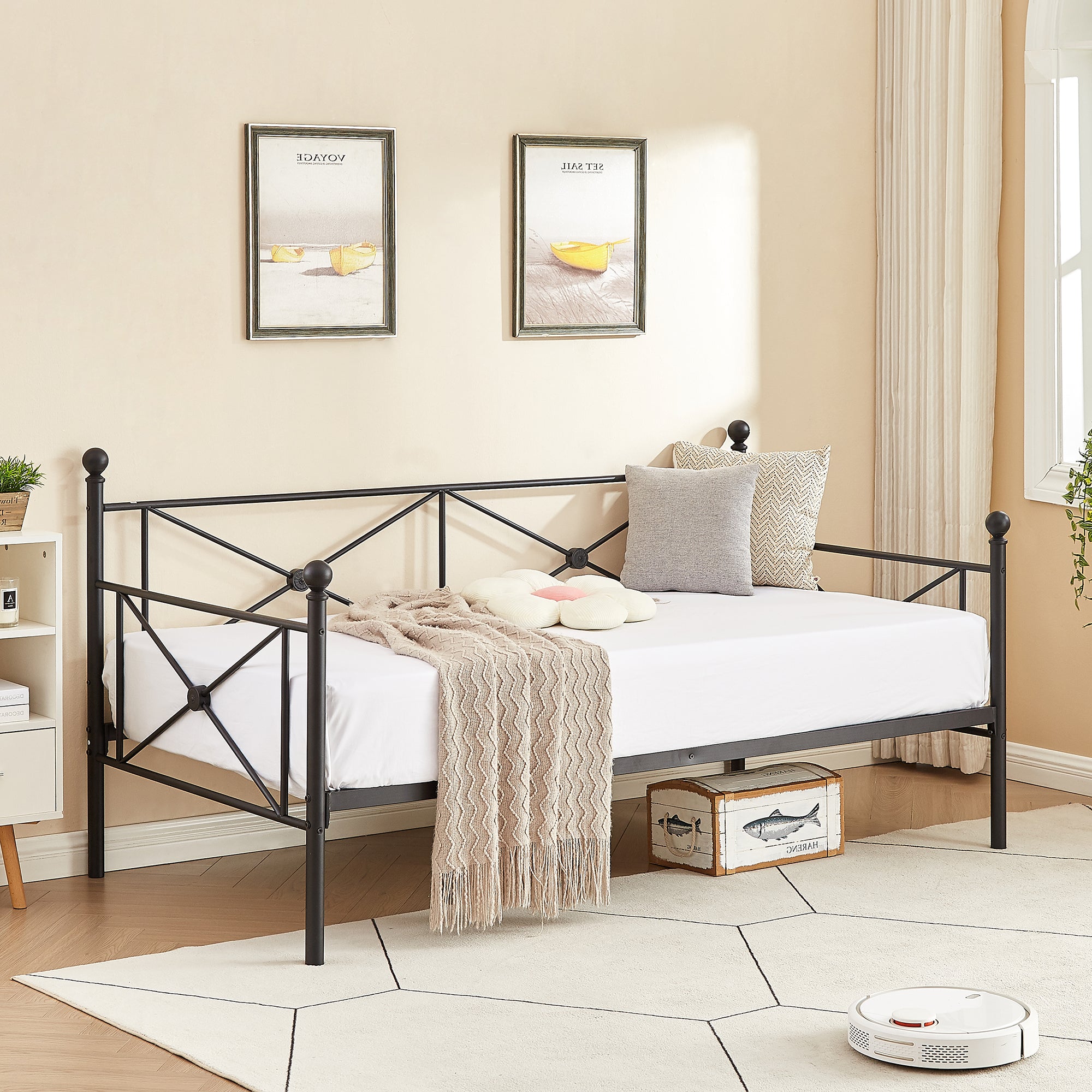Bellemave Wood Full Size Daybed Frame, Low Full Bed with Headboard and