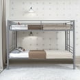 thumbnail image 1 of VECELO Metal Twin Over Twin Bunk Beds with Double Sided Ladder and Full-Length Guardrail, Heavy Duty Metal Bed Frame for Adults, No Box Spring Needed, For Dorm, Grey, 1 of 11