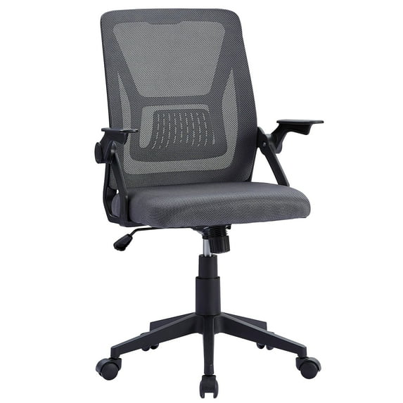 VECELO Mid-Back Swivel Adjustable Ergonomic Office Chair, Mesh Lumbar Support and Adjustable Arms Task Chair for Computer, Grey