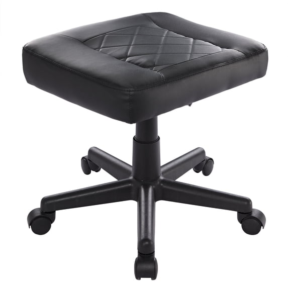 VECELO Mobile Footrest with Wheels, Height Adjustable Swivel Rolling Stool Chair, Ottoman Footstool Game Stool for Gaming Home Office, Black