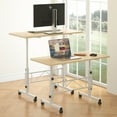 thumbnail image 1 of VECELO Mobile Sofa Side Table, Height Adjustable Large Desktop Table with Wheels for Living Room Bedroom, Natural, 1 of 14