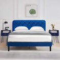 thumbnail image 1 of VECELO Modern 3-Piece Blue Bedroom Set, Full Upholstered Bed Frame with Adjustable Headboard, Nightstand Set of 2 with 1-Drawer and Open Storage Shelf, 1 of 10