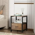 thumbnail image 1 of VECELO Modern Nightstand with Drawer, Bedside End Table with Open Shelf, Small Space, for Bedroom/Living Room/Office, Brown, 1 of 11
