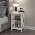 thumbnail image 1 of VECELO Nightstand with 3-Tier Open Shelf, Modern X-Design Bedside/End Table for Living Room, Bedroom, Home Office, White, 1 of 10