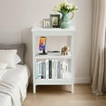 thumbnail image 1 of VECELO Nightstand with Charging Station, 3-Tier End Table with USB Ports and Outlets, Bedside Table for Small Space, Living Room, Bedroom, White, 1 of 8