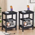 thumbnail image 1 of VECELO Nightstand with Charging Station, Set of 2 End Table with USB Ports and Outlets, 3-Tier Storage Side Table for Living Room, Bedroom, Black, 1 of 9