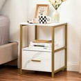 thumbnail image 1 of VECELO Nightstand with Drawer, Industrial End Table Sofa Side Table for Bedroom Living Room Office, Gold, 1 of 10