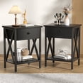 thumbnail image 1 of VECELO Nightstands Set of 2, Industrial End Table with 1-Drawer & Storage Shelf, Small Bedside Table Organizer for Small Space, Side Table for Bedroom Living Room, Black, 1 of 12