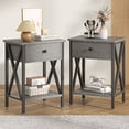 thumbnail image 1 of VECELO Nightstands Set of 2, Industrial End Table with 1-Drawer & Storage Shelf, Small Bedside Table Organizer for Small Space, Side Table for Bedroom Living Room, Hemp Gray, 1 of 11