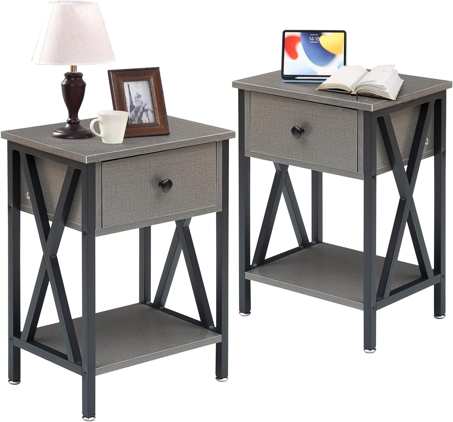 VECELO Nightstands Set of 2, Modern Bedside End Tables, Night Stands