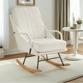 thumbnail image 1 of VECELO Nursery Rocking Chair with High Backrest, Teddy Upholstered Comfortable Rocker with Padded Seat for Living Room, Bedroom, White, 1 of 9