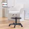 thumbnail image 1 of VECELO Office Desk Chair with Armrest and Wheels, Modern PU Leather Height Adjustable Task Chairs, 360° Rolling Swivel Computer Chair, White, 1 of 11