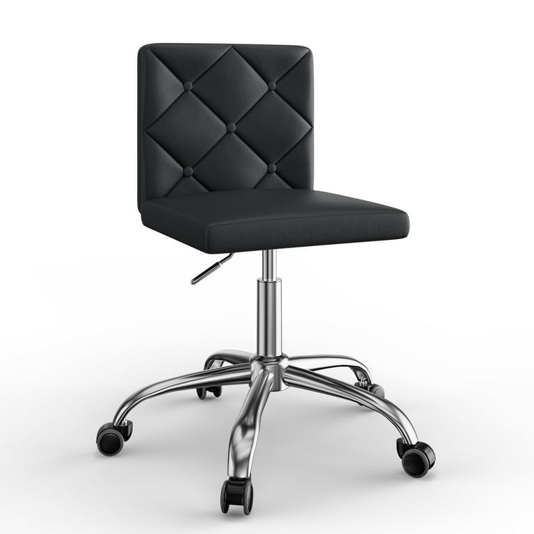 VECELO PU Leather Armless Office Chair with Wide Seat, Adjustable