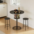 thumbnail image 1 of VECELO Pub Table Round Bar Height With Wine Rack Metal Base MDF Top, 36.2-Inch Height,Dark Black, 1 of 9