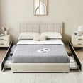 thumbnail image 1 of VECELO Queen Bed Frame with 4 Storage Drawers & USB Ports, Modern Button Tufted Upholstered Platform Bed Frame with Adjustable Headboard, No Box Spring Needed, Beige, 1 of 9