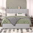 thumbnail image 1 of VECELO Queen Bed Frame with Charging Station, Modern Button Tufted Upholstered Platform Bed Frame with Adjustable Headboard for Bedroom, No Box Spring Needed, Easy Assembly, Light Gray, 1 of 8