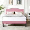 thumbnail image 1 of VECELO Queen Bed Frame, Nailhead Trim Upholstered Platform Bed with Adjustable Headboard, Wooden Slats Support/No Box Spring Needed, Pink, 1 of 8