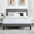 thumbnail image 1 of VECELO Queen Bed Frame, Upholstered Queen Size Platform Bed Frame with Adjustable Headboard, Strong Wood Slat Support, No Box Spring Needed, Dark Gray, 1 of 7