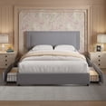 thumbnail image 1 of VECELO Queen Bed Frame with 4 Storage Drawers (Wheeled) and Tufted Upholstered Adjustable Headboard Platform Bed, Dark Gray, 1 of 9