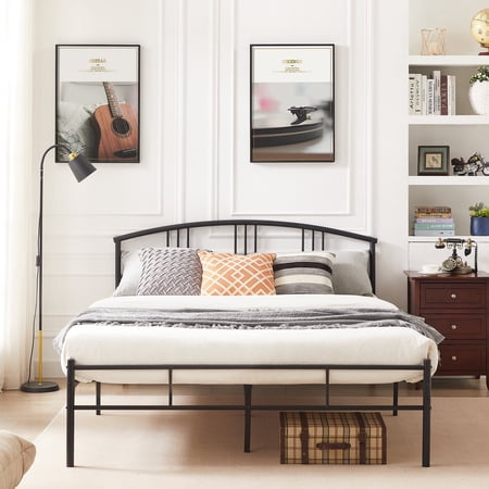 Katkuca Queen Metal Bed Frame with Headboard and Footboard, Steel Slat Support/No Box Spring Needed, Easy Assembly, Black