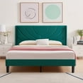 thumbnail image 1 of VECELO Queen Platform Bed Frame with Upholstered Headboard, Strong Wooden Slats/No Box Spring Needed, Dark Green, 1 of 9