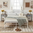 thumbnail image 1 of VECELO Queen Size Bed Frame with Arched Headboard, Metal Platform Bed Frame with Underbed Storage Space, Heavy Duty Slats, No Box Spring Needed, Easy Assembly, White, 1 of 7