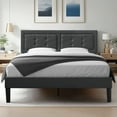 thumbnail image 1 of VECELO Queen Size Bed Frame, Modern Platform Bed Frame with Adjustable Button Tufted Upholstered Headboard for Bedroom, No Box Spring Needed, Easy Assembly, Dark Gray, 1 of 9