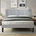 thumbnail image 1 of VECELO Queen Size Bed Frame, Modern Platform Bed Frame with Adjustable Button Tufted Upholstered Headboard for Bedroom, No Box Spring Needed, Easy Assembly, Light Gray, 1 of 9