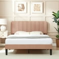 thumbnail image 1 of VECELO Queen Size Bed Frame, Modern Upholstered Platform Bed Frame with Adjustable Headboard, Wooden Slats Support/No Box Spring Needed, Coffee, 1 of 12