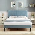 thumbnail image 1 of VECELO Queen Size Bed Frame, Modern Upholstered Platform Bed Frame with Adjustable Headboard, Wooden Slats Support/No Box Spring Needed, Light Blue, 1 of 12