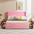 thumbnail image 1 of VECELO Queen Size Bed Frame with 4 Storage Drawers and Headboard, Upholstered Platform Storage Bed, Wooden Slats Support, No Box Spring Needed, Pink, 1 of 9