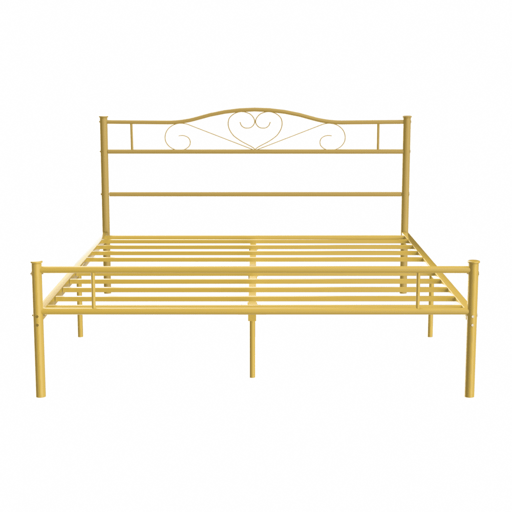 VECELO Queen Size Metal Bed Frame with Victorian Style Headboard and