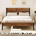 thumbnail image 1 of VECELO Queen Size Metal Bed Frame with Wooden Headboard and Footboard, Industrial Queen Platform Bed No Box Spring Needed, Metal Bedframe Easy to Assemble Noise Free Mattress Foundation, Rustic Brown, 1 of 13