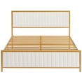 thumbnail image 1 of VECELO Queen Size Metal Platform Bed Frame, Modern Upholstered Bed Frame with Velvet Tufted Headboard and Footboard, No Box Spring Needed, Gold & Beige, 1 of 14