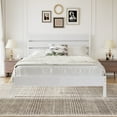 thumbnail image 1 of VECELO Queen Size Platform Bed Frame, Metal Bed Frame with Wooden Headboard, Heavy Duty Slats Support, No Box Spring Needed, Under-Bed Storage, White, 1 of 7