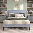 thumbnail image 1 of VECELO Queen Size Platform Bed Frame, Modern Upholstered Bed Frame with Adjustable Height & Nailhead Trim Headboard, No Box Spring Needed, Easy Assembly, Light Gray, 1 of 13