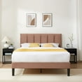 thumbnail image 1 of VECELO Queen Size Platform Bed Frame, Velvet Upholstered Bed Frame with Adjustable Headboard, No Box Spring Needed, Easy Assembly, Coffee, 1 of 10