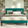 thumbnail image 1 of VECELO Queen Size Platform Bed Frame with Adjustable Height Upholstered Headboard, Strong Wood Slat Support, No Box Spring Needed, Dark Green, 1 of 11