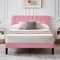 thumbnail image 1 of VECELO Queen Size Upholstered Beds, Modern Platform Bed Frame with Adjustable Headboard, Wooden Slats Support/No Box Spring Needed, Pink, 1 of 12