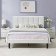 thumbnail image 1 of VECELO Queen Size Upholstered Platform Bed Frame, Adjustable Headboard and Wooden Slats Support, No Box Spring Needed/Easy Assembly, White, 1 of 7
