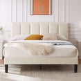 thumbnail image 1 of VECELO Queen Size Upholstered Platform Bed Frame with Adjustable Headboard, Wooden Slats Support, No Box Spring Needed/Easy Assembly, Beige, 1 of 8