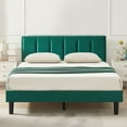 thumbnail image 1 of VECELO Queen Size Upholstered Platform Bed Frame with Adjustable Headboard, Wooden Slats Support, No Box Spring Needed/Easy Assembly, Dark Green, 1 of 8