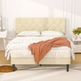 thumbnail image 1 of VECELO Queen Size Upholstered Platform Bed Frame with Button Tufted Headboard, Wood Slat Support, No Box Spring Needed, Beige, 1 of 8